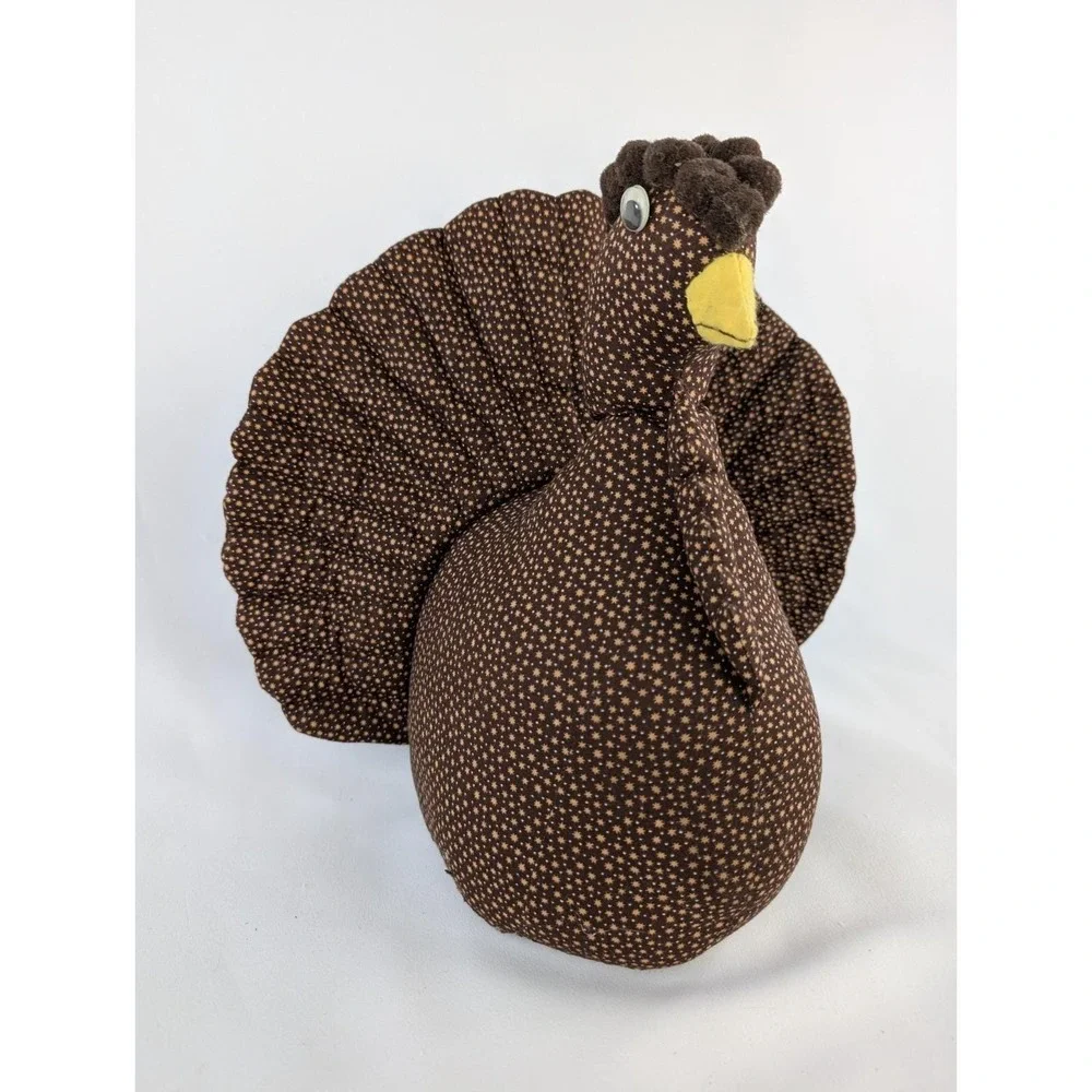 Vtg Handmade Quilted Judgy Chicken Bird Hen Turkey Weighted Doorstop Cottagecore
